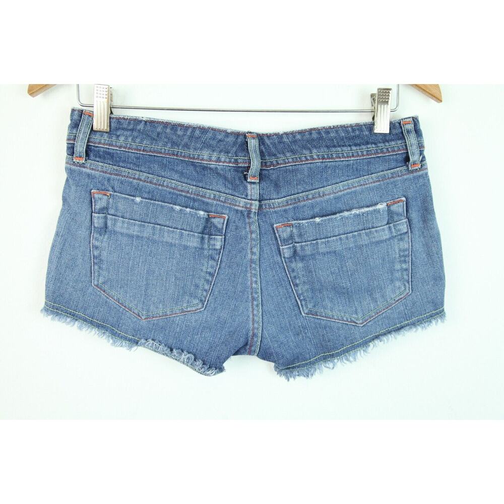 Vintage 90s Y2K Blue Asphalt Low Rise Short Shorts Juniors 5 Hot Pants Denim - Picture 7 of 7